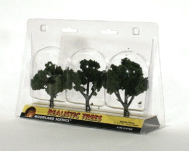 Woodland Scenics 1507 Ready-Made "Realistic Trees" - Deciduous - 3 to 4"  7.6 to 10.2cm pkg(3) -- Medium Green A Scale
