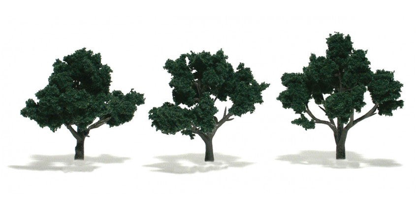 Woodland Scenics 1508 Ready-Made "Realistic Trees" - Deciduous - 3 to 4" 7.6 to 10.2cm pkg(3) -- Dark Green A Scale