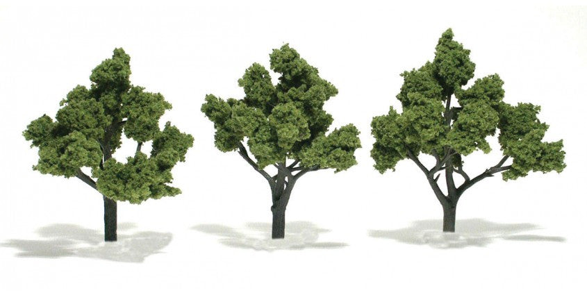 Woodland Scenics 1509 Ready-Made "Realistic Trees" - Deciduous - 4 to 5" 10.2 to 12.7cm pkg(3) -- Light Green A Scale