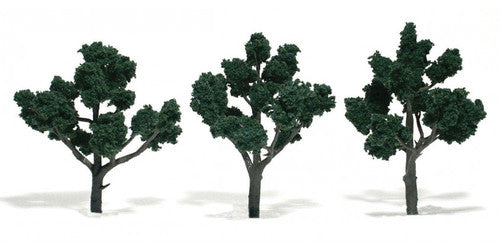 Woodland Scenics 1511 Ready-Made "Realistic Trees" - Deciduous - 4 to 5" 10.2 to 12.7cm pkg(3) -- Dark Green A Scale