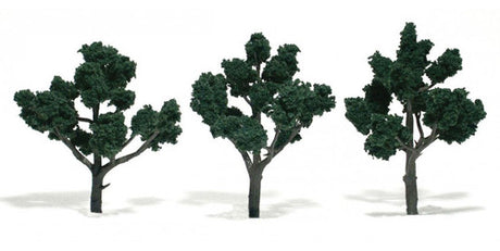Woodland Scenics 1511 Ready-Made "Realistic Trees" - Deciduous - 4 to 5"  10.2 to 12.7cm pkg(3) -- Dark Green A Scale