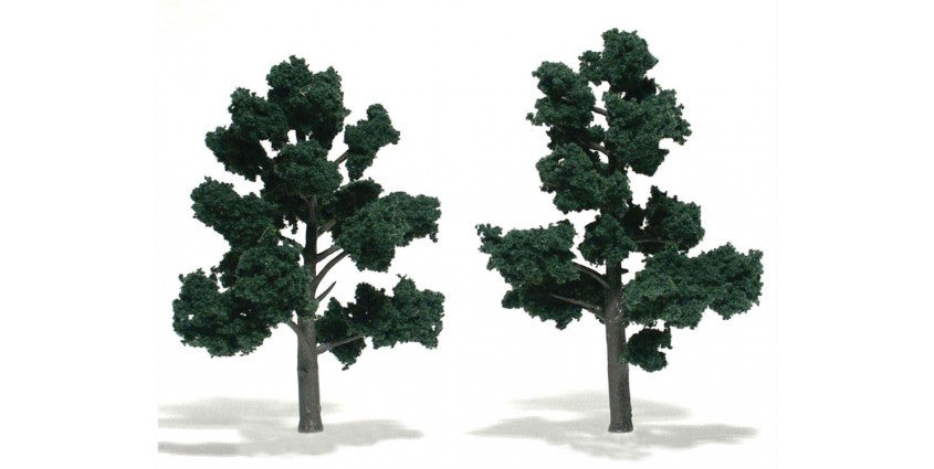Woodland Scenics 1514 Ready-Made "Realistic Trees" - Deciduous - 5 to 6" 12.7 to 15.2cm pkg(2) -- Dark Green A Scale
