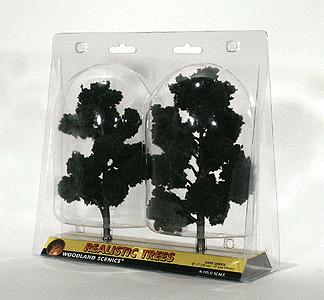 Woodland Scenics 1517 Ready-Made "Realistic Trees" - Deciduous - 6 to 7" 15.2 to 17.8cm pkg(2) -- Dark Green A Scale