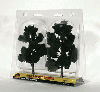 Woodland Scenics 1517 Ready-Made "Realistic Trees" - Deciduous - 6 to 7"  15.2 to 17.8cm pkg(2) -- Dark Green A Scale