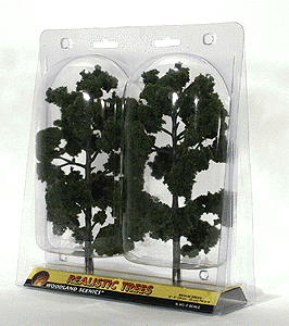 Woodland Scenics 1519 Ready-Made "Realistic Trees" - Deciduous - 8 to 9" 20.3 to 22.9cm pkg(2) -- Medium Green A Scale