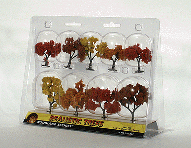 Woodland Scenics 1540 Ready Made Realistic Trees(TM) - Deciduous - Fall Mix -- 1-1/4 to 3" 3.2 to 7.6cm pkg(9) A Scale