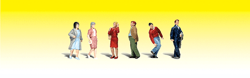 Woodland Scenics 2210 Scenic Accents - Pedestrian -- People Walking, pkg(5) N Scale