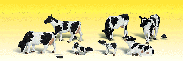 Woodland Scenics 2187 Scenic Accents(R) Animal Figures -- Holstein Cows pkg(11) N Scale