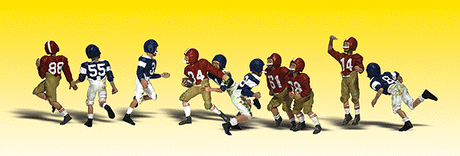 Woodland Scenics 2169 Scenic Accents(R) Figures -- Youth Football Players Playing 5-On-5 pkg(10) N Scale