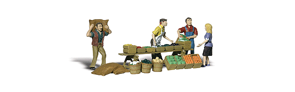 Woodland Scenics 2170 Scenic Accents(R) Figures -- Farmers Market Vendors & Customer pkg(4) N Scale