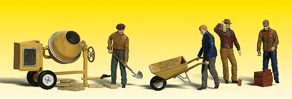 Woodland Scenics 2173 Scenic Accents(R) Figures -- Masonry Workers & Accessories pkg(4) N Scale