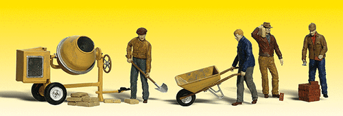 Woodland Scenics 2173 Scenic Accents(R) Figures -- Masonry Workers & Accessories pkg(4) N Scale