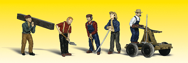 Woodland Scenics 2177 Scenic Accents(R) Figures -- Rail Workers & Tools pkg(8) N Scale