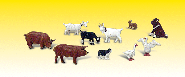 Woodland Scenics 2202 Scenic Accents(R) Figures -- Barnyard Animals pkg(10) N Scale
