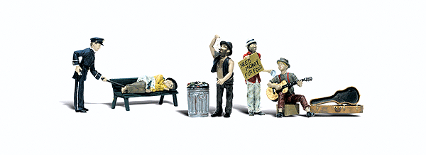 Woodland Scenics 2749 Scenic Accents(R) Figures -- Park Bums with Accessories pkg(4) O Scale