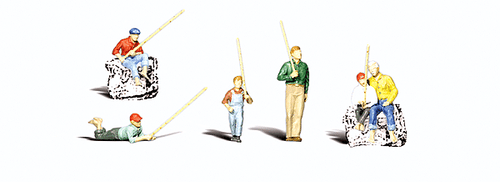 Woodland Scenics 2751 Scenic Accents(R) Figures -- Gone Fishing pkg(6) O Scale