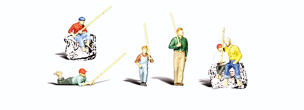 Woodland Scenics 2751 Scenic Accents(R) Figures -- Gone Fishing pkg(6) O Scale