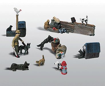 Woodland Scenics 226 Scenic Details(R) (Unpainted Metal Castings) -- Assorted Cats & Dogs HO Scale