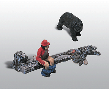 Woodland Scenics 227 Scenic Details(R) (Unpainted Metal Castings) -- The Bare Hunter & Black Bear HO Scale