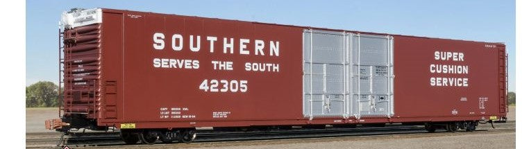 Scaletrains SXT39052 Thrall 86' High-Cube Double-Plug-Door Boxcar with Roofwalk, Southern/SOU #42329 HO Scale