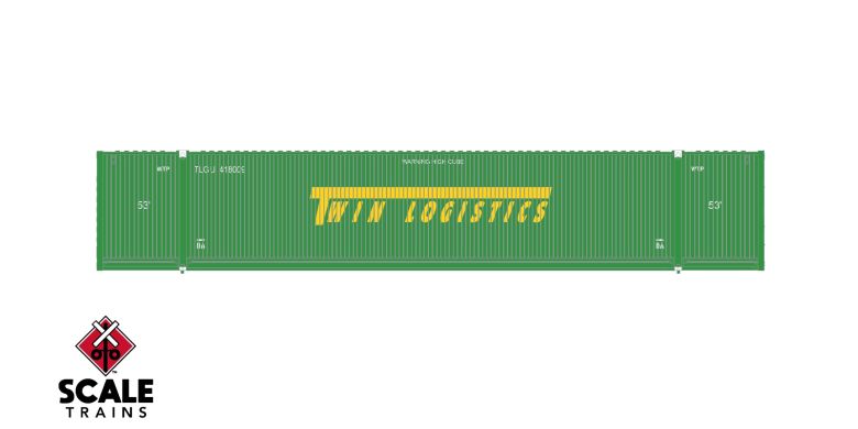 Scaletrains SXT11602 CIMC 53’ Corrugated Dry Container, Twin Logistics 3 Pack HO Scale
