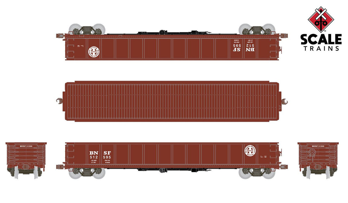 Scaletrains SXT1173 Kit Classics 52’ 6” Gondola, BNSF Railway/BNSF/Circle-Cross #512595 HO Scale