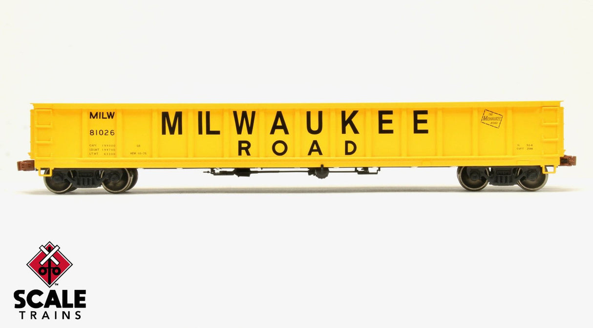 Scaletrains SXT1178 Kit Classics 52’ 6” Gondola, Milwaukee Road/MILW/Yellow #81181 HO Scale