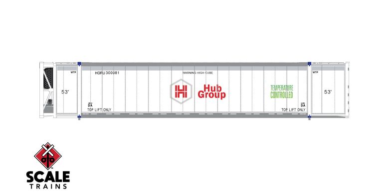 ScaleTrains SXT11751 CIMC 53’ Reefer Container, Hub Group/HGIU 3 Pack N Scale