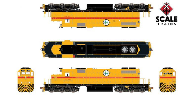 Scaletrains SXT33115 EMD SD38-2, BC Hydro/As Delivered Yellow #384 - ESU v5.0 DCC and Sound HO Scale