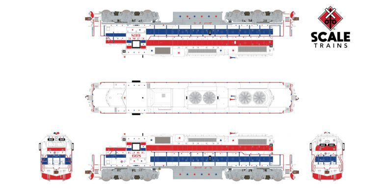 Scaletrains SXT33127 EMD SD38-2, EJ&E Elgin Joliet and Eastern/Bicentennial #668 - ESU v5.0 DCC and Sound HO Scale