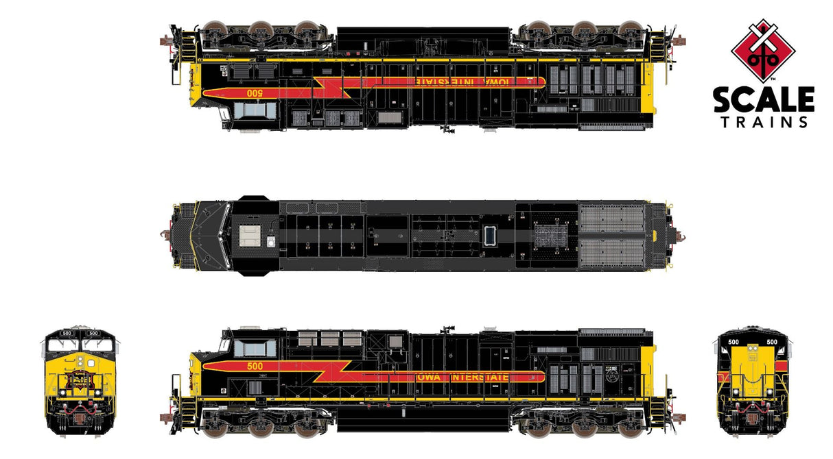 ScaleTrains SXT33598 GE ES44AC, Iowa Interstate/Early Antenna Arrangement #500 DCC & Sound HO Scale