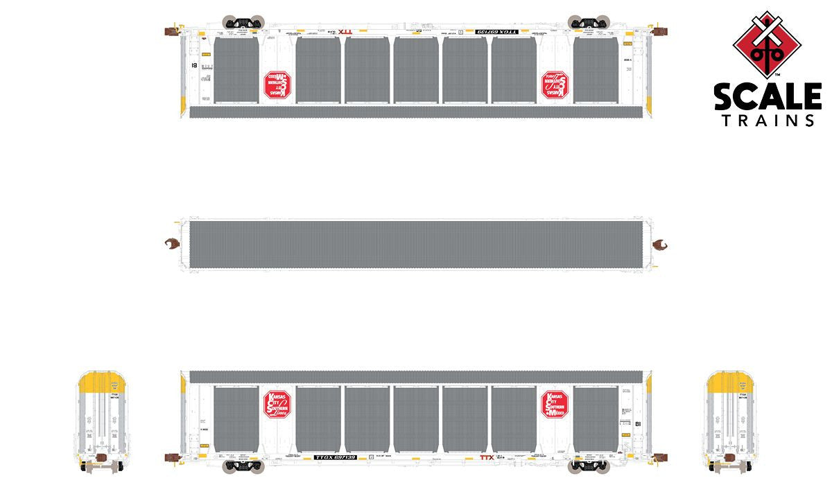Scaletrains SXT33751 Gunderson Multi-Max Autorack, Kansas City Southern/White/TTGX #697167 Rivet Counter N Scale