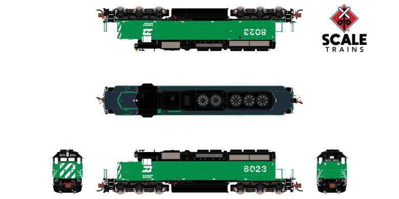 Scaletrains SXT33793 EMD SD40-2 NS Burlington Northern #8023 DCC & Sound N Scale