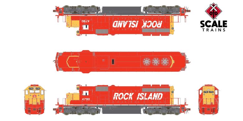 ScaleTrains SXT38821 EMD SD40-2, RI Rock Island/Red & Yellow #4794 DCC & Sound HO Scale