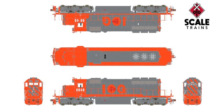 ScaleTrains SXT39037 EMD SD40-2, EMD/ex-ICG Orange & Gray Patch #6040 (Patched) DCC & Sound HO Scale