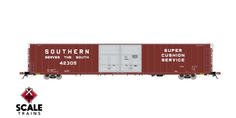 Scaletrains SXT39052 Thrall 86' High-Cube Double-Plug-Door Boxcar with Roofwalk, Southern/SOU #42329 HO Scale