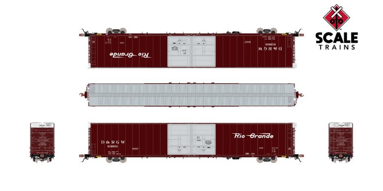 Scaletrains SXT39060 Thrall 86' High-Cube Double-Plug-Door Boxcar with Roofwalk, Denver & Rio Grande Western/D&RGW #63905 HO Scale