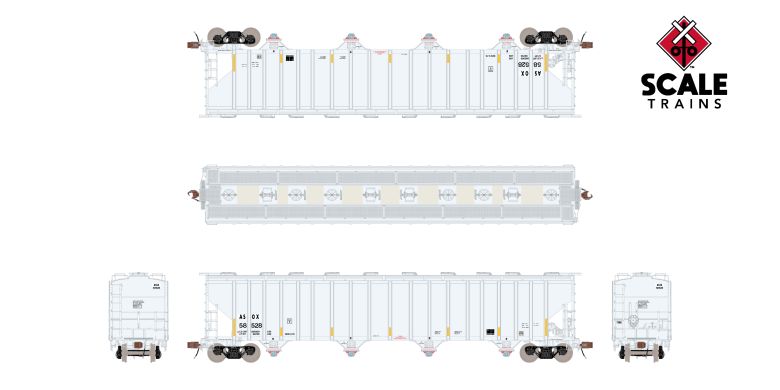 Scaletrains SXT39434 PS 5820 Covered Hopper, Americas Styrenics/ASOX/White/Conspicuity Stripes/ex-GOCX #58528 HO Scale