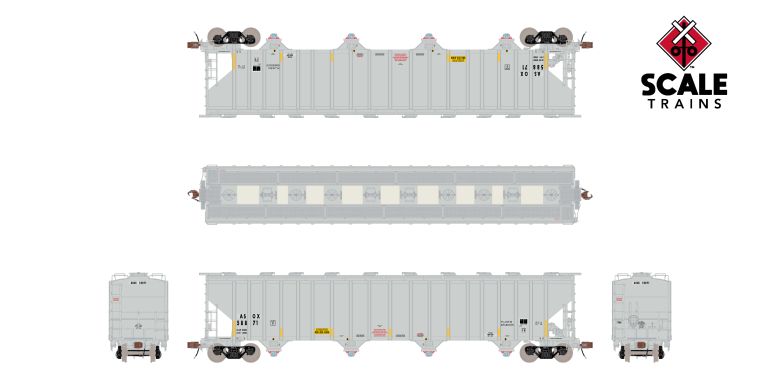 Scaletrains SXT39434 PS 5820 Covered Hopper, Americas Styrenics/ASOX/White/Conspicuity Stripes/ex-GOCX #58528 HO Scale