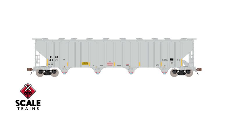 Scaletrains SXT39434 PS 5820 Covered Hopper, Americas Styrenics/ASOX/White/Conspicuity Stripes/ex-GOCX #58528 HO Scale
