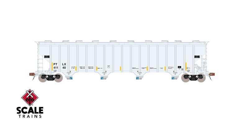 Scaletrains SXT39446 PS 5820 Covered Hopper, GE Rail Services/PTLX/Light Gray/Conspicuity Stripes #41140 HO Scale