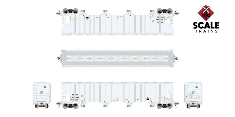 Scaletrains SXT39455 PS 5820 Covered Hopper, Entec Polymers/RDIX/White/Conspicuity Stripes/SALCO Kam-Op Outlets #20002 HO Scale