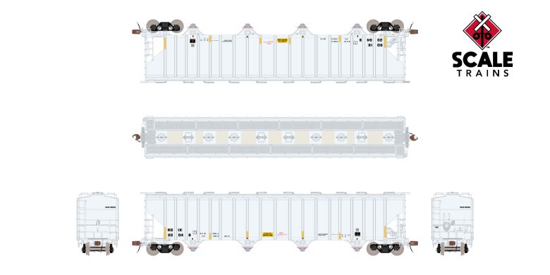 Scaletrains SXT39457 PS 5820 Covered Hopper, Entec Polymers/RDIX/White/Conspicuity Stripes/Miner 289C Outlets #20048 HO Scale