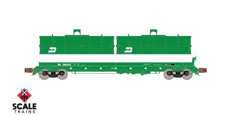 Scaletrains SXT39462 Thrall 48' 2-Hood Coil Steel Car BN Burlington Northern/Cascade Green #686009 N Scale