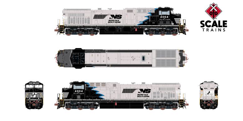 Scaletrains SXT39887 GE AC44C6M, Norfolk Southern/Black Mane/Blue Stripe/NS #4004 HO Scale