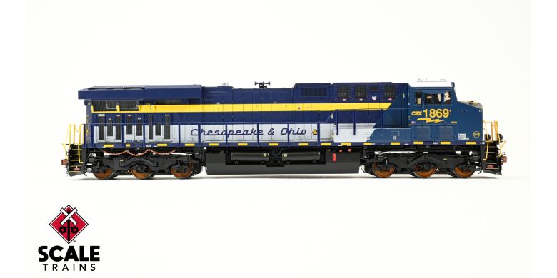 ScaleTrains SXT39911 GE ES44AH, CSX/Heritage/Chesapeake & Ohio/C&O #1869 DCC & Sound HO Scale
