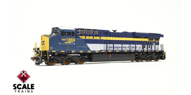 ScaleTrains SXT39911 GE ES44AH, CSX/Heritage/Chesapeake & Ohio/C&O #1869 DCC & Sound HO Scale