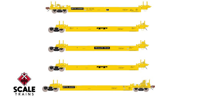 Scaletrains SXT40082 PS-Trinity Backpacker Well Car Set (5) Trailer Train/As-Delivered #64069 HO Scale