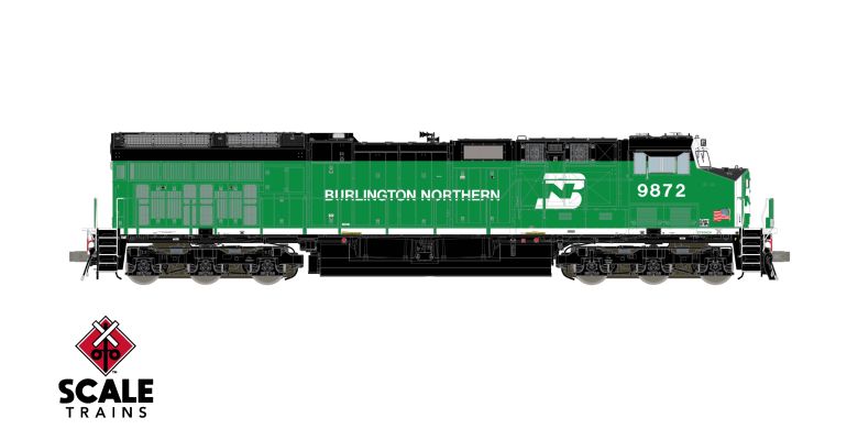 ScaleTrains SXT40567-1 Scale GE ET44ACH, Burlington Northern/White Face #9872 DCC & Sound HO Scale