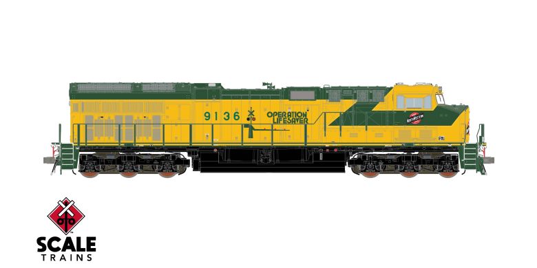 ScaleTrains SXT40573 GE ET44AH, Chicago & North Western/Operation Lifesaver #9136 DCC & Sound HO Scale